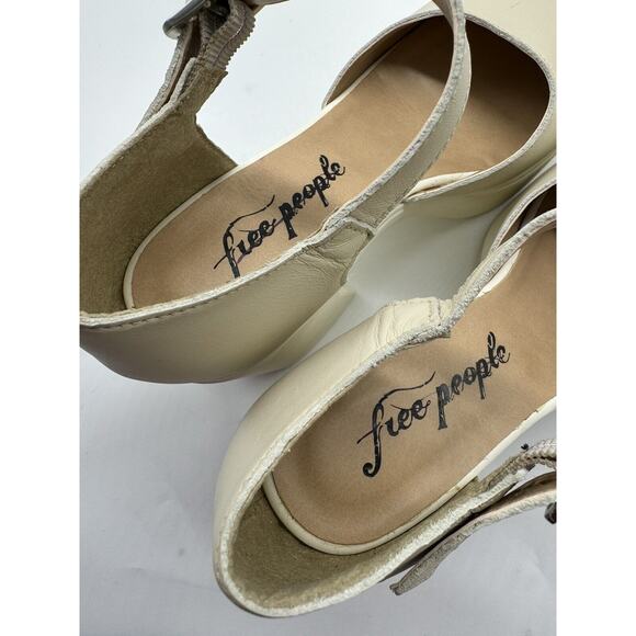 Free People Gwen Platform Mary Janes Moonlight White Chunky Heel Y2K Sz 40/9.5 - Picture 6 of 10